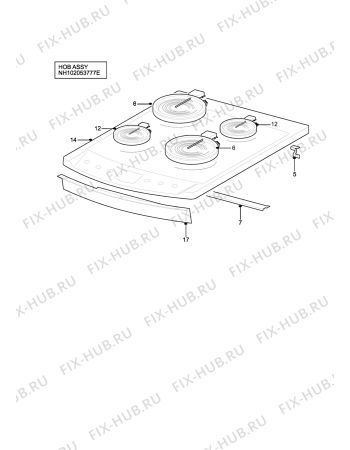 Взрыв-схема плиты (духовки) Zanussi Electrolux ZCE7610SV - Схема узла H10 Hob